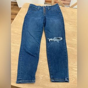 jcrew 10” high rise toothpick distressed jeans 29p